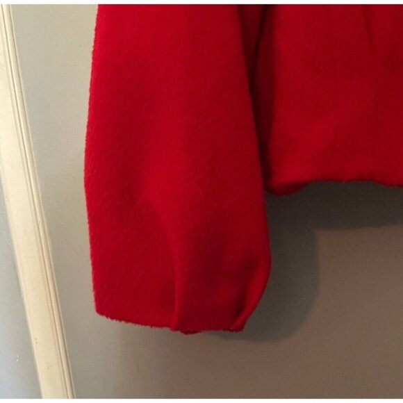 Vintage Red Cropped Jacket Thick Knit Snap Closure Retro Y2K Style Size Medium - Picture 6 of 10